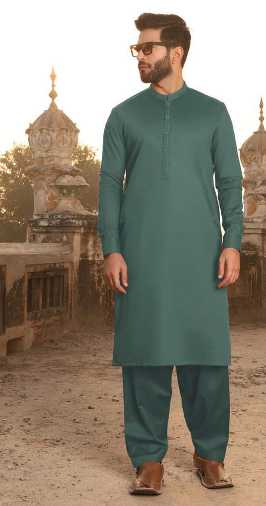 Green Hunter  Unstitched Wash-and-Wear Kameez Shalwar – Premium Cotton Fabric