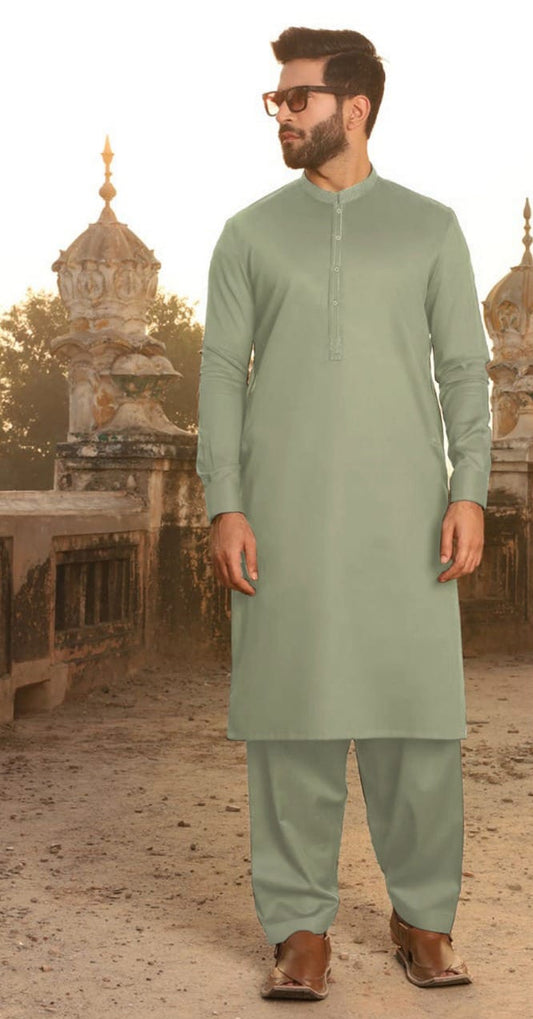 Mint Unstitched Wash-and-Wear Kameez Shalwar – Premium Cotton Fabric